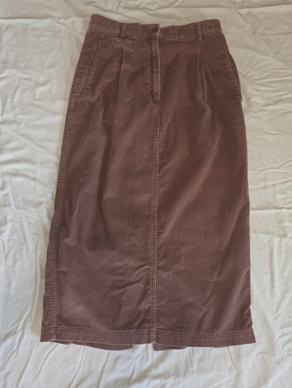 High-Rise Midi Corduroy Skirt in Mauve